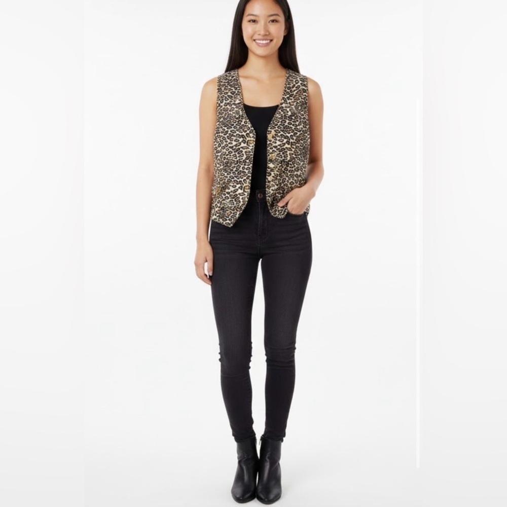 Maggy London Vintage 90s 100% Silk Leopard Print Vest Sz 6 Small